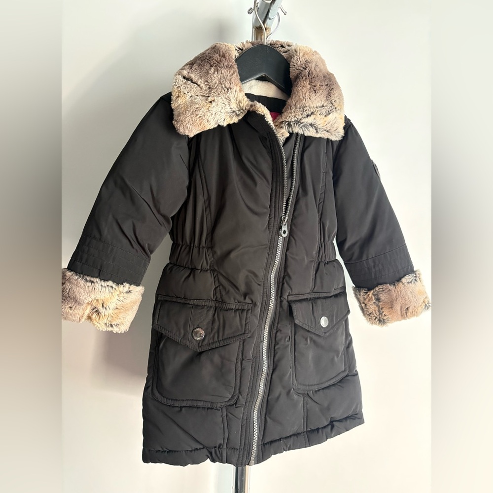Catherine Malandrino Girls Faux Fur Trim Hooded Puffer Coat 4T